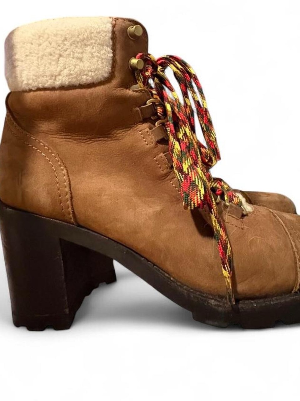 Vintage Frye suede heel lug sole boots with shearling interior - Picture 6 of 7